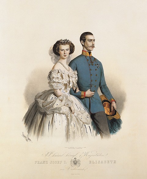 Emperor Franz Joseph And Empress Elisabeth At Young Age. Lithograph ...